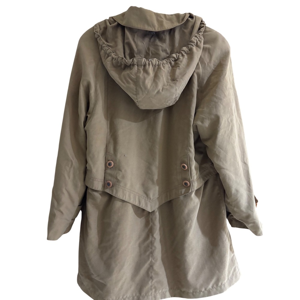Gallery Trench Coat Removable Hood Classic Rain Coat Button Front Size 12 Medium - Picture 4 of 16